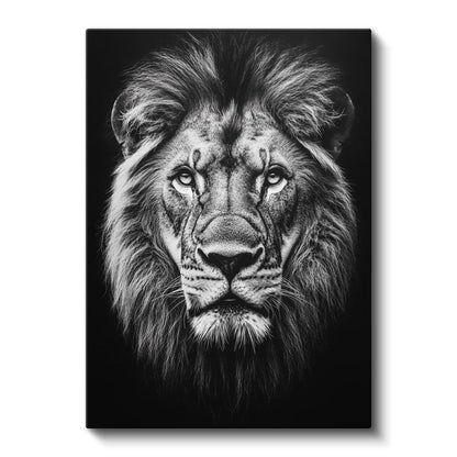 Aslan Portresi - Siyah Beyaz Yeleli Kral Kanvas Tablo
