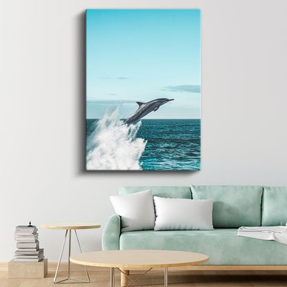 Sıçrayan Yunus - Dalgalardan Yükselen Özgür Ruh Kanvas Tablo