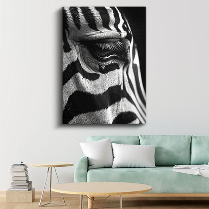 Zebra Gözü - Siyah Beyaz Desenlerde Keskin Bakış Kanvas Tablo