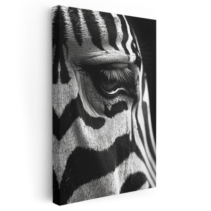 Zebra Gözü - Siyah Beyaz Desenlerde Keskin Bakış Kanvas Tablo
