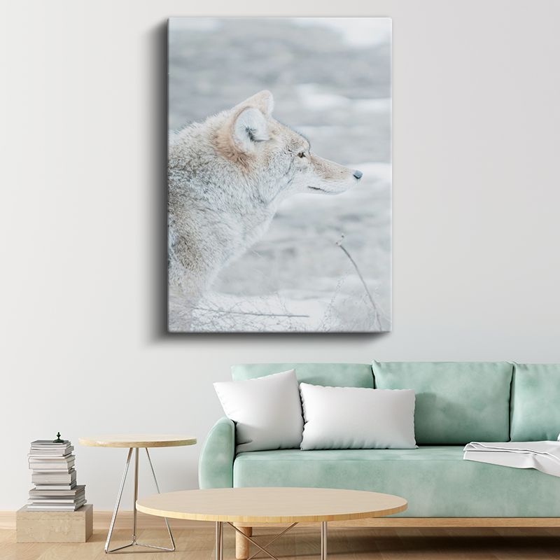 Kutup Tilkisi - Karlı Manzarada Beyaz Tüylü Bakış Kanvas Tablo