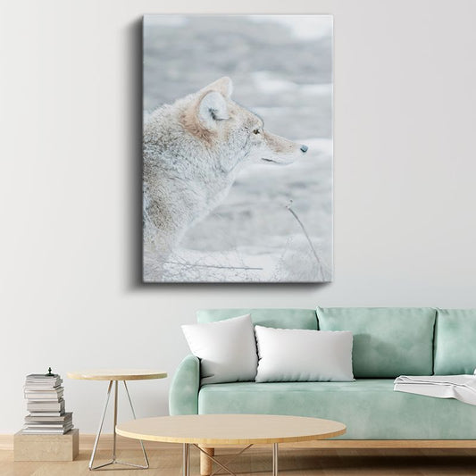 Kutup Tilkisi - Karlı Manzarada Beyaz Tüylü Bakış Kanvas Tablo