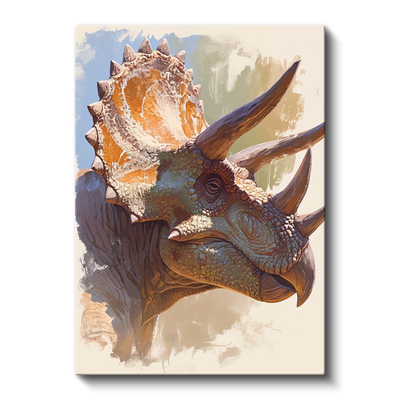Triceratops Portresi - Prehistorik Dönemin Heybetli Boynuzlu Dinozoru Kanvas Tablo