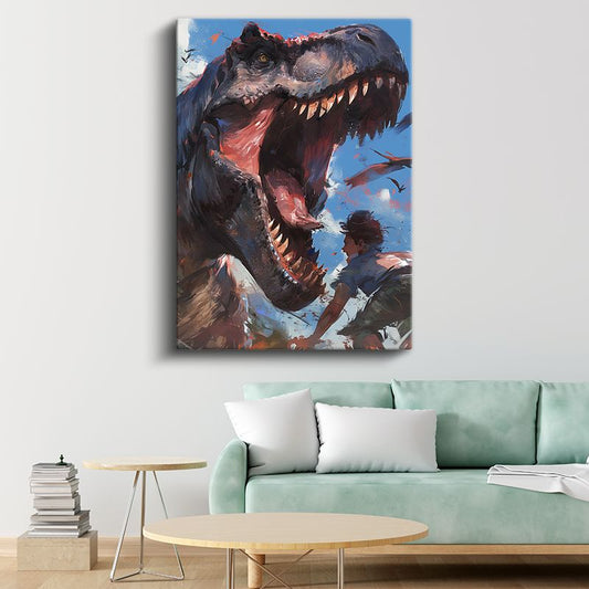 T-Rex Kükreyişi - Tarih Öncesi Çağın Yırtıcı Avcısı Kanvas Tablo