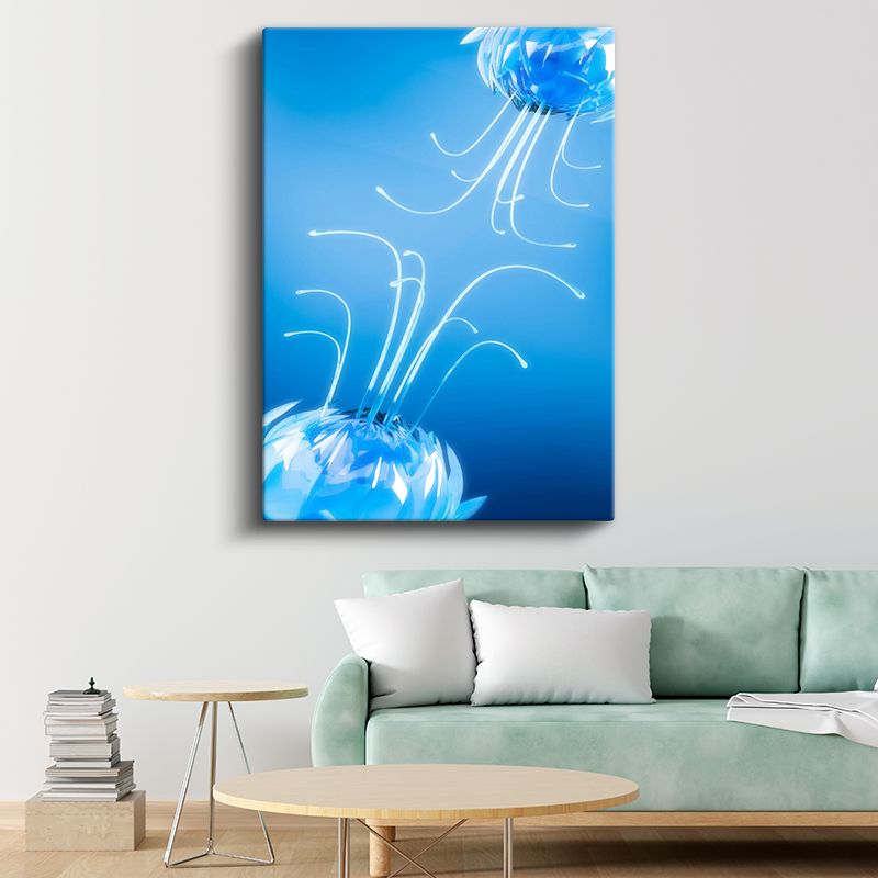 Derin Mavilik Denizanası - Okyanus Derinliklerinin Zarif Dansçısı Kanvas Tablo