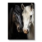 Dikey Kanvas Tablo Zıt Tonlu İkili At Tablosu Ev Ofis Duvar Dekoru