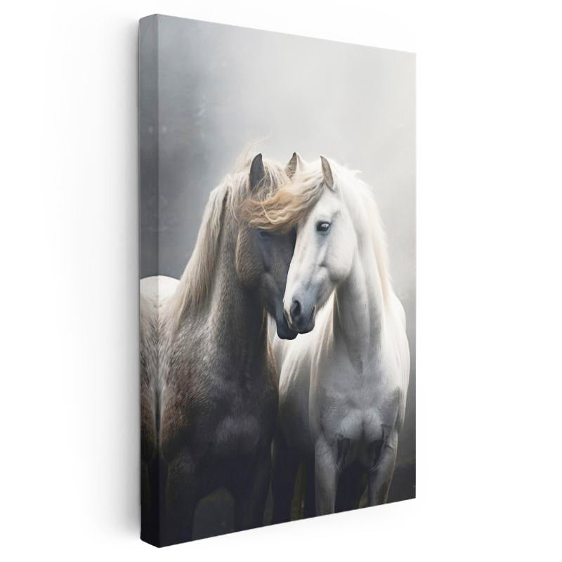 Dikey Kanvas Tablo Duygusal Temalı İkili At Tablosu Ev Ofis Duvar Dekoru