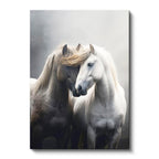 Dikey Kanvas Tablo Duygusal Temalı İkili At Tablosu Ev Ofis Duvar Dekoru