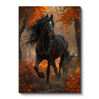 Dikey Kanvas Tablo Sonbahar Temalı At Tablosu Ev Ofis Duvar Dekoru