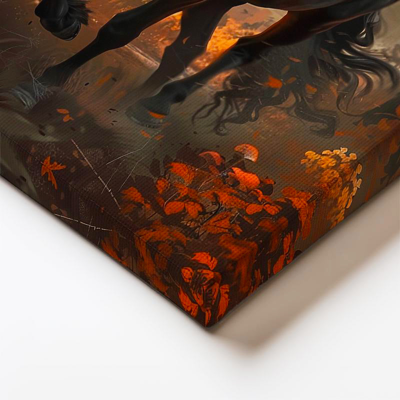 Dikey Kanvas Tablo Sonbahar Temalı At Tablosu Ev Ofis Duvar Dekoru