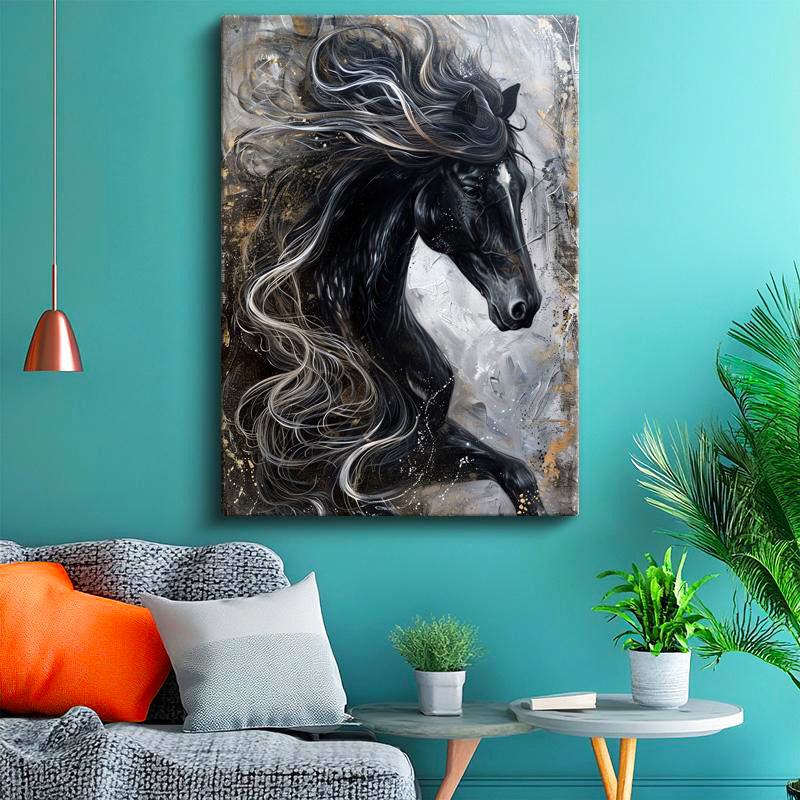 Dikey Kanvas Tablo Akışkan Yele Tasarımı At Tablosu Ev Ofis Duvar Dekoru