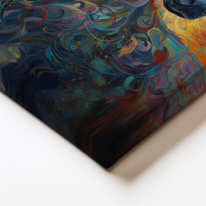 Dikey Kanvas Tablo Soyut Renk Geçişli At Tablosu Ev Ofis Duvar Dekoru