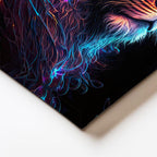 Dikey Kanvas Tablo Neon Çizgisel Aslan Tablosu Ev Ofis Duvar Dekoru