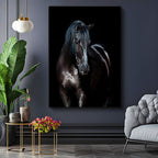 Dikey Kanvas Tablo Parlak Tüylü At Tablosu Ev Ofis Duvar Dekoru