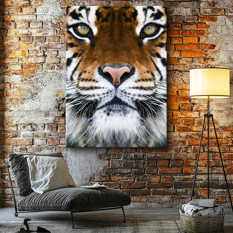 Dikey Kanvas Tablo Simetrik Yüz Detay Kaplan Tablosu Ev Ofis Duvar Dekoru