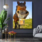 Dikey Kanvas Tablo Balık Gözü Efektli At Tablosu Ev Ofis Duvar Dekoru