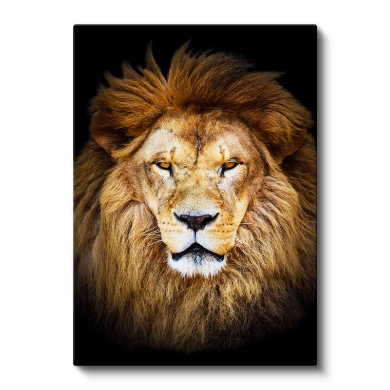 Dikey Kanvas Tablo Simetrik Yüz Hatlı Aslan Tablosu Ev Ofis Duvar Dekoru