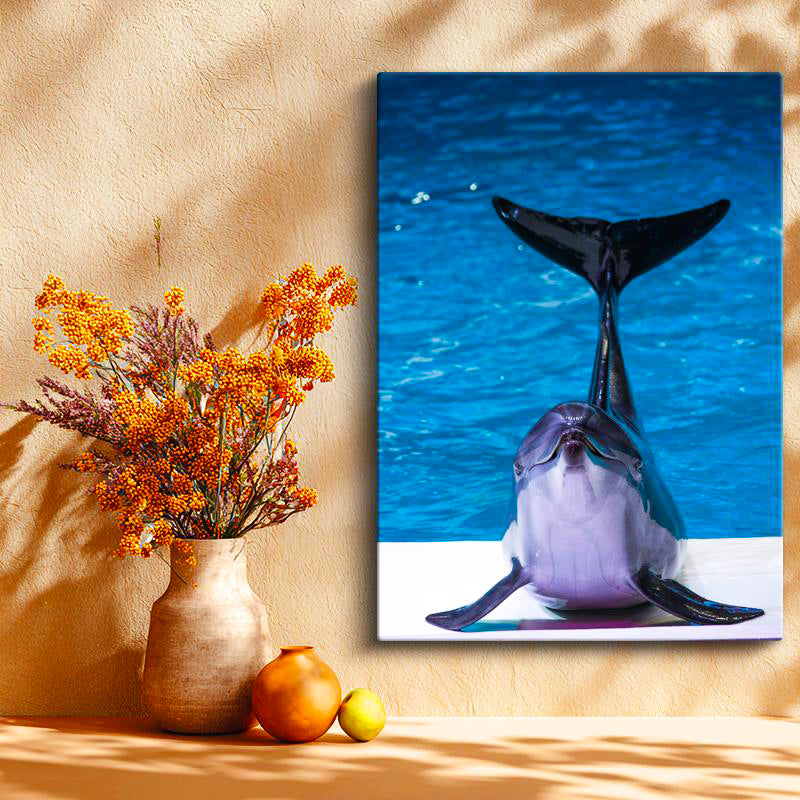 Dikey Kanvas Tablo Kuyruk Gösteren Yunus Tablosu Ev Ofis Duvar Dekoru