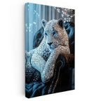 Dikey Kanvas Tablo Kristal Doku Görünümlü Leopar Tablosu Ev Ofis Duvar Dekoru