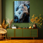 Dikey Kanvas Tablo Kristal Doku Görünümlü Leopar Tablosu Ev Ofis Duvar Dekoru