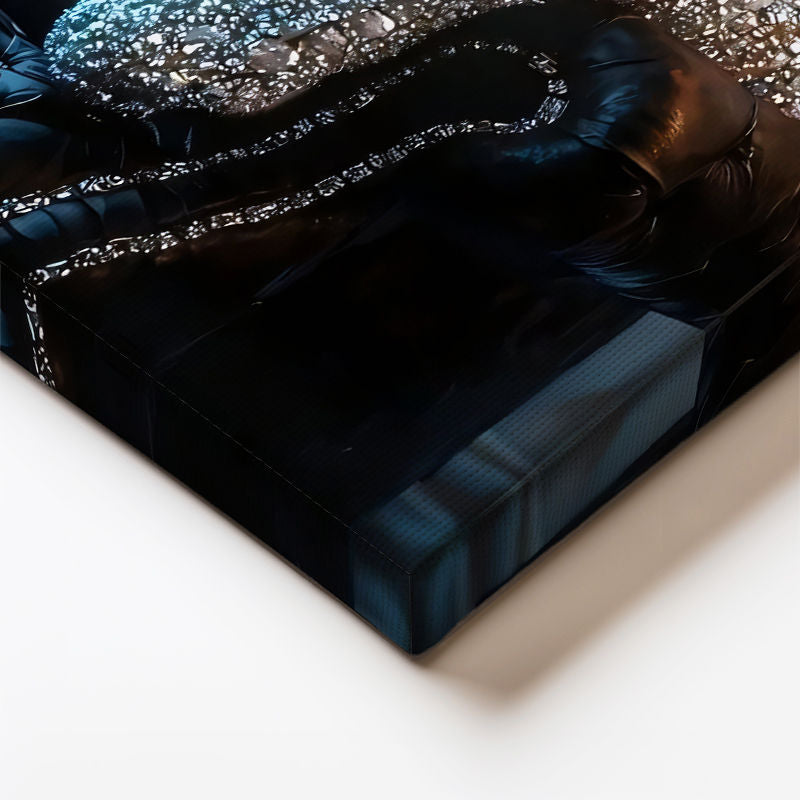 Dikey Kanvas Tablo Kristal Doku Görünümlü Leopar Tablosu Ev Ofis Duvar Dekoru