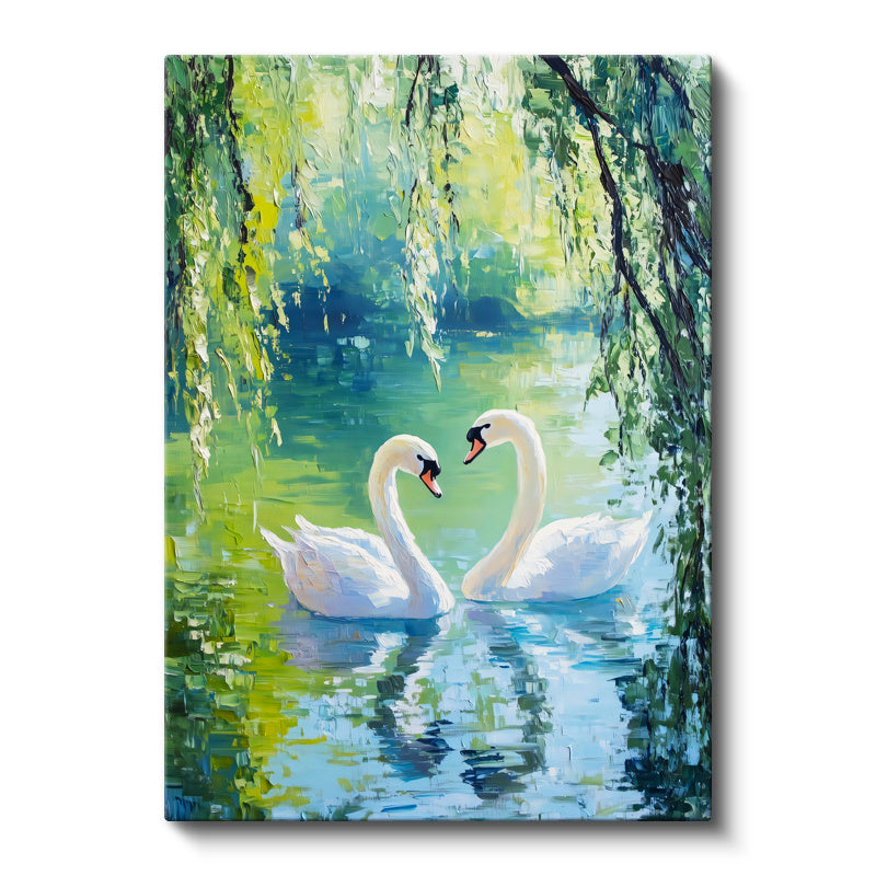 Dikey Kanvas Tablo Kalp Formu Kuğu Tablosu Ev Ofis Duvar Dekoru