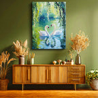 Dikey Kanvas Tablo Kalp Formu Kuğu Tablosu Ev Ofis Duvar Dekoru