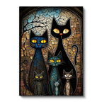 Dikey Kanvas Tablo Modern Mozaik Kedi Tablosu Ev Ofis Duvar Dekoru