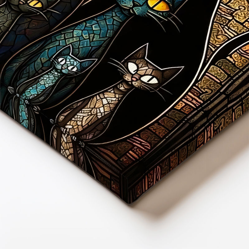 Dikey Kanvas Tablo Modern Mozaik Kedi Tablosu Ev Ofis Duvar Dekoru