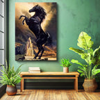 Dikey Kanvas Tablo Görkemli Duruş At Tablosu Ev Ofis Duvar Dekoru