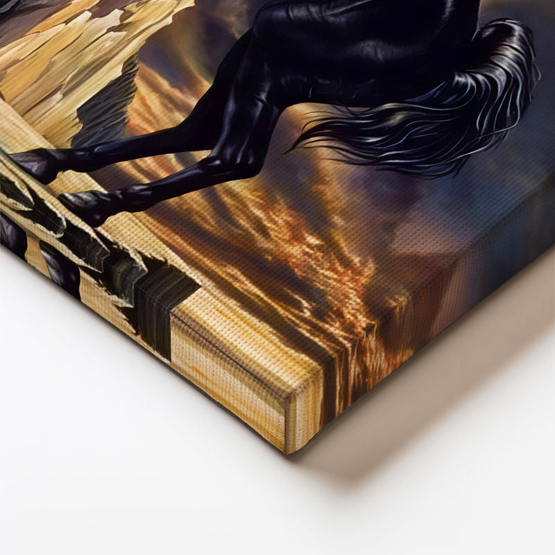 Dikey Kanvas Tablo Görkemli Duruş At Tablosu Ev Ofis Duvar Dekoru