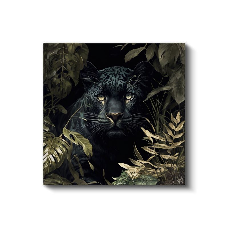 Orman Bekçisi Panter - Yapraklar Arasından Bakan Keskin Bakışlı Avcı Kanvas Tablo