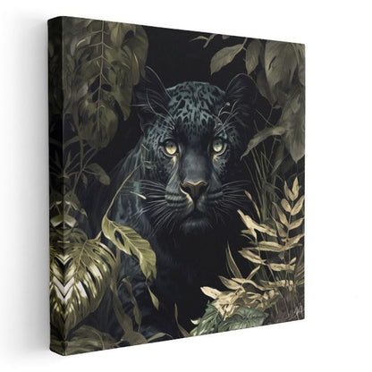 Orman Bekçisi Panter - Yapraklar Arasından Bakan Keskin Bakışlı Avcı Kanvas Tablo