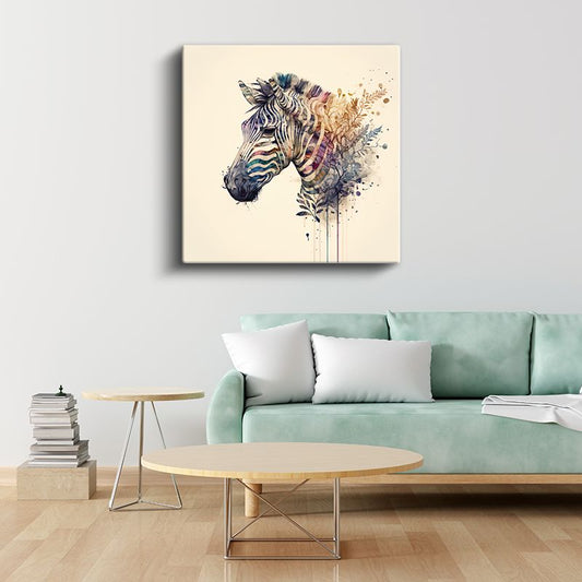 Sulu Boya Zebra - Doğanın Çizgili Sanat Eseri Kanvas Tablo