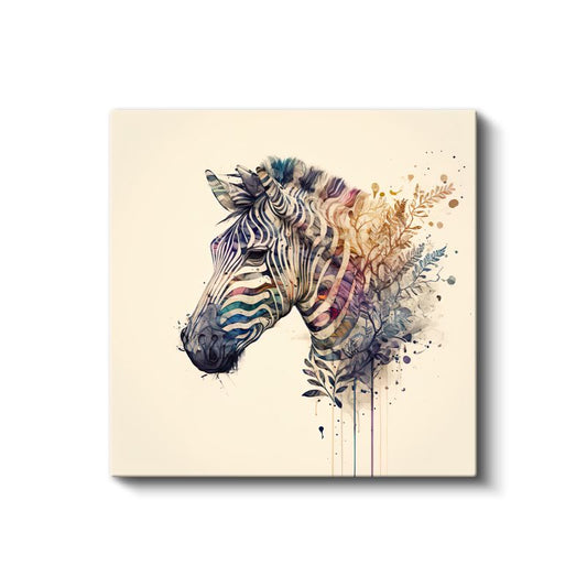 Sulu Boya Zebra - Doğanın Çizgili Sanat Eseri Kanvas Tablo