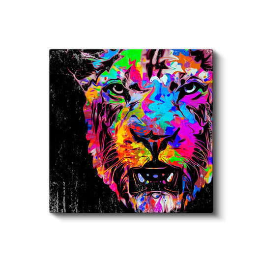 Neon Aslan - Modern Sanatın Orman Kralı Kanvas Tablo