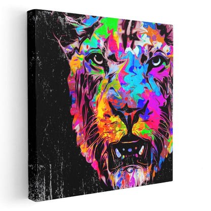 Neon Aslan - Modern Sanatın Orman Kralı Kanvas Tablo
