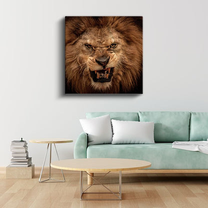 Kükreyen Aslan - Ormanlar Kralının Güçlü Portresi Kanvas Tablo