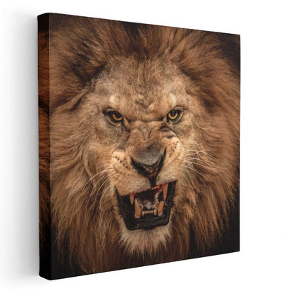 Kükreyen Aslan - Ormanlar Kralının Güçlü Portresi Kanvas Tablo