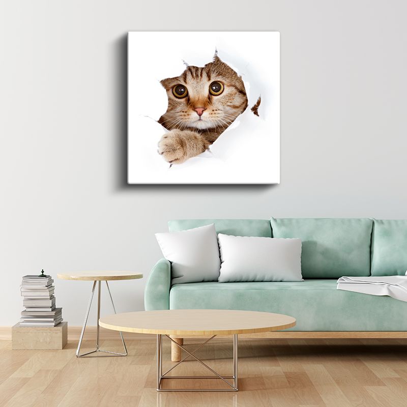 Meraklı Kedi - Kağıttan Bakan Sevimli Dostumuz Kanvas Tablo