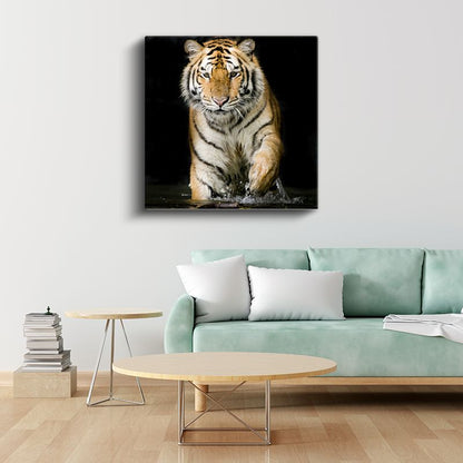 Suda Yürüyen Kaplan - Vahşi Doğanın Çizgili Avcısı Kanvas Tablo