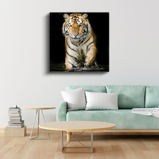 Suda Yürüyen Kaplan - Vahşi Doğanın Çizgili Avcısı Kanvas Tablo