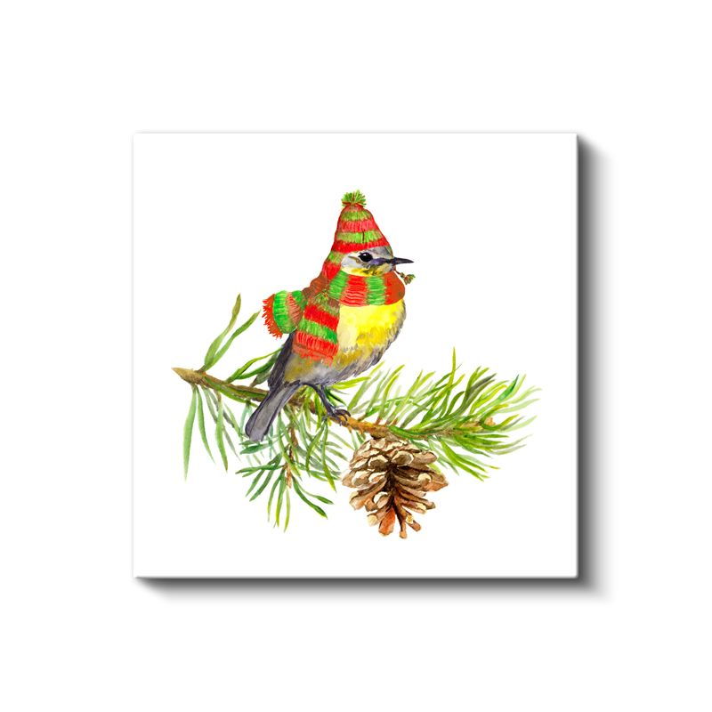 Atkılı Kuş - Kış Dalında Sevimli Ziyaretçi Kanvas Tablo