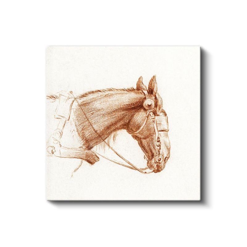 Koşum Takımlı At - Klasik Çizim Tarzında Asil Hayvan Kanvas Tablo