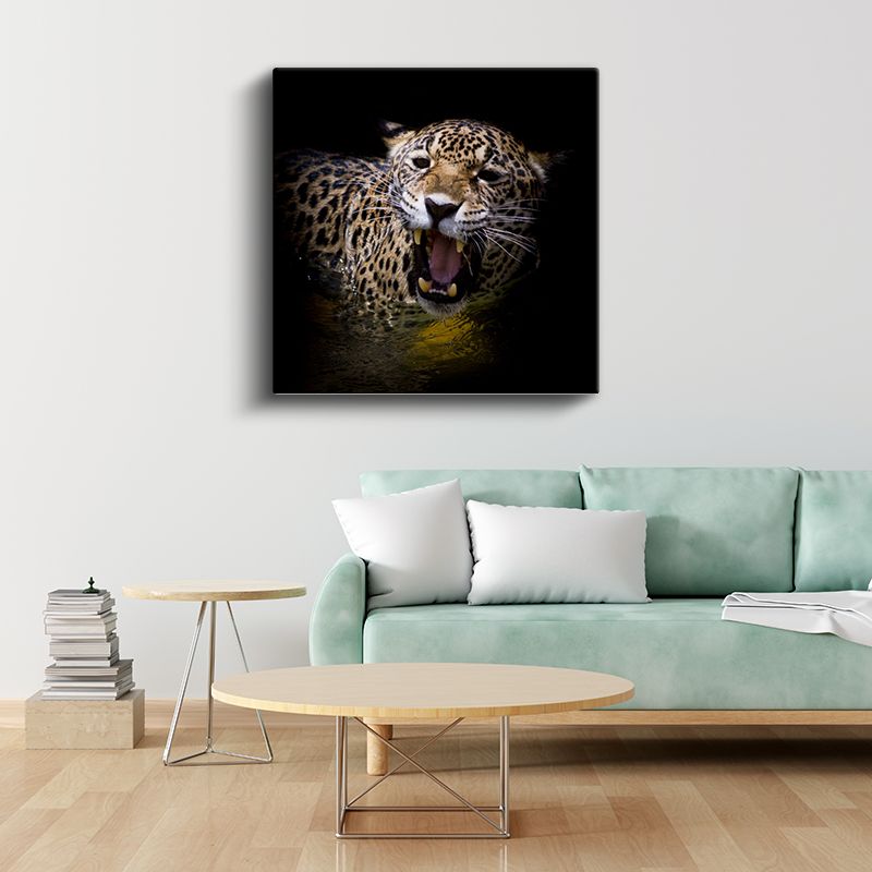 Kükreyen Jaguar - Vahşi Doğanın Güçlü Sesi Kanvas Tablo