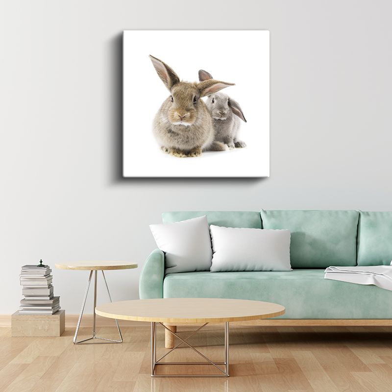 Tavşan Dostluğu - Sevimli İkilinin Yumuşak Dünyası Kanvas Tablo
