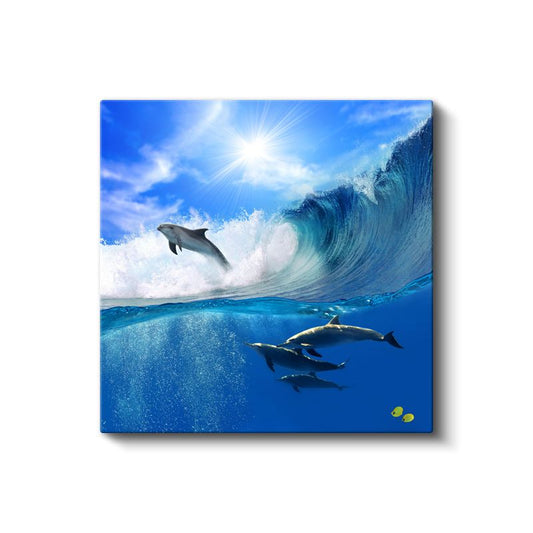 Dalga Sörfü Yunuslar - Okyanus Dansçılarının Özgürlüğü Kanvas Tablo