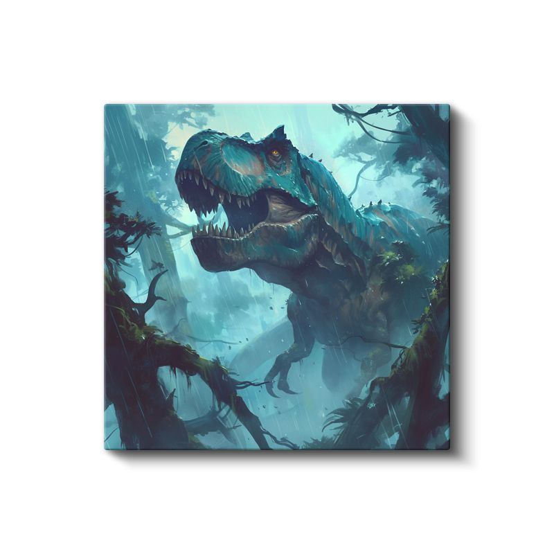 Orman Dinozoru - Yeşil Dünyada Tarih Öncesi Avcı Kanvas Tablo