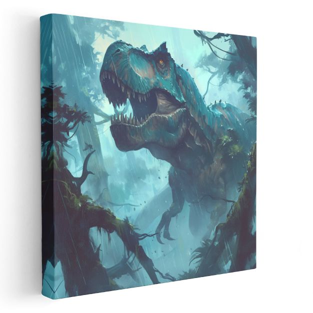 Orman Dinozoru - Yeşil Dünyada Tarih Öncesi Avcı Kanvas Tablo