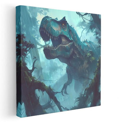 Orman Dinozoru - Yeşil Dünyada Tarih Öncesi Avcı Kanvas Tablo